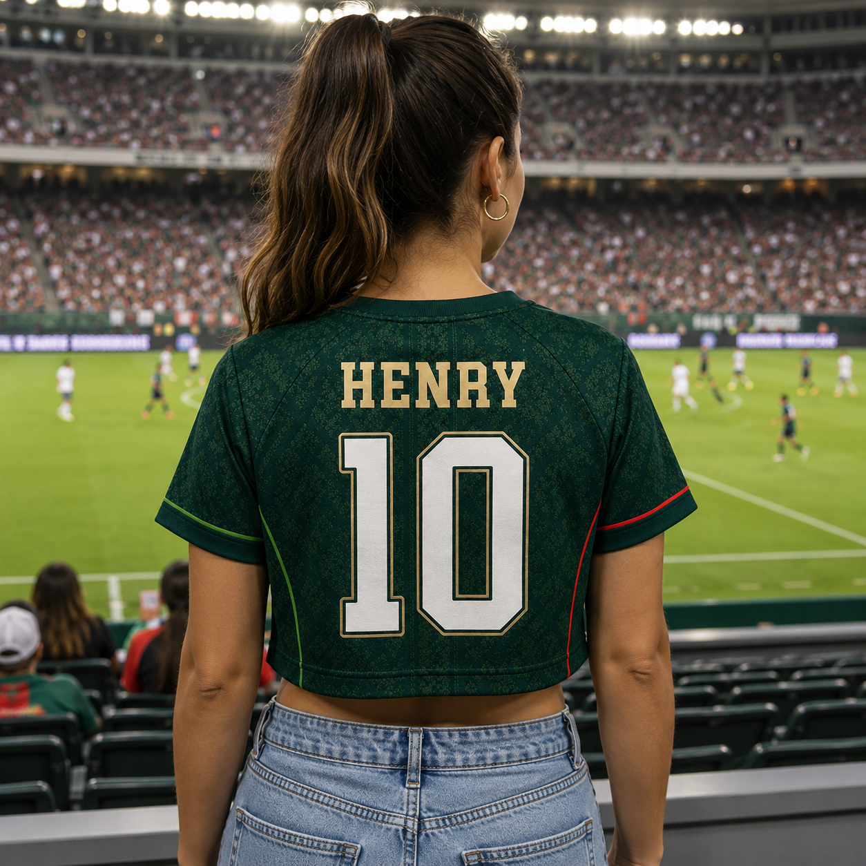 Personalized Mexico Jersey Crop Tee Custom Name Football Gift for Fans