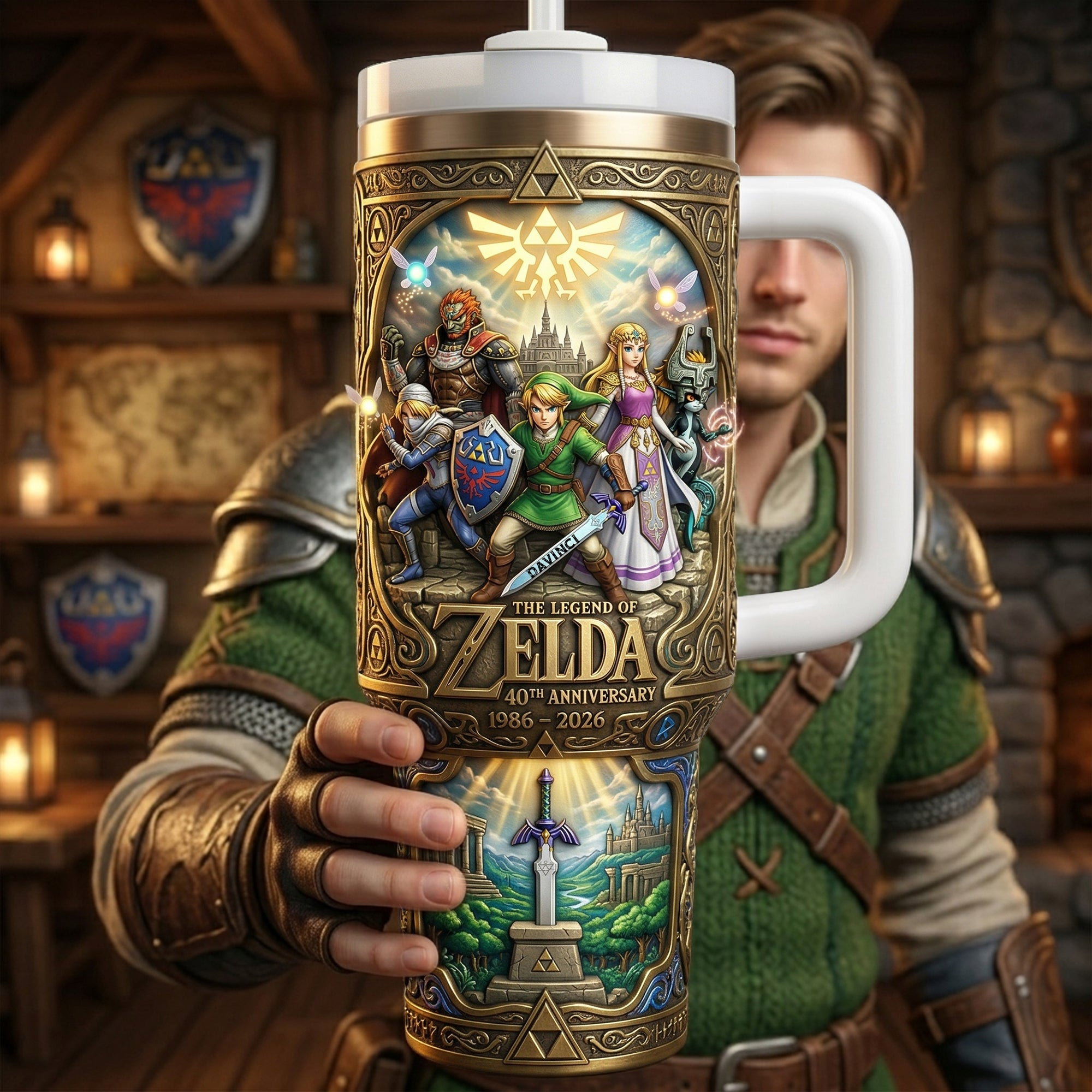Personalized Legend of Zelda 40th Anniversary Tumbler Gift for Movie Fans