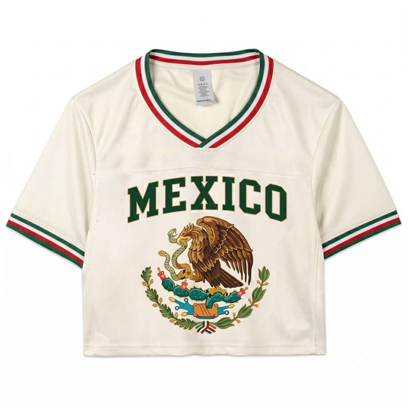 Personalized Mexico Soccer Jersey Crop Tee Custom Name Gift for Sports Fans
