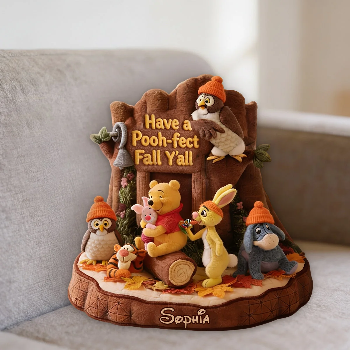 Personalized Honey Bear Pillow Autumn Vibes Gift for Kids Pillow GradoCreations