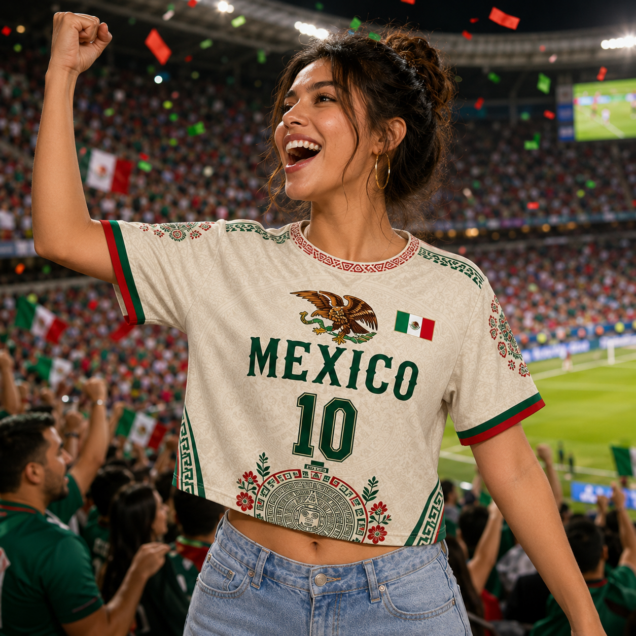 Personalized Mexico Soccer Jersey Crop Tee Gift for Fans