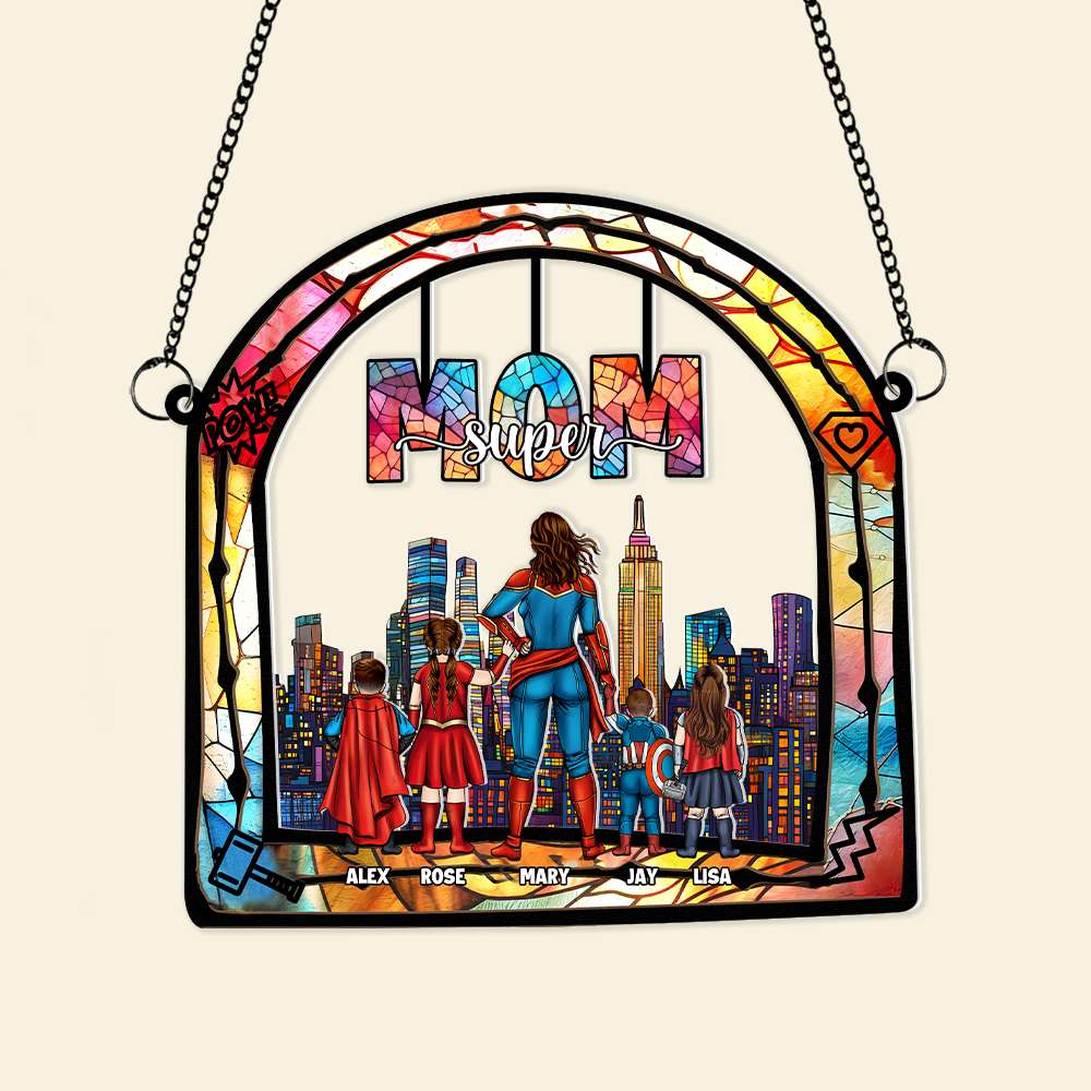 Personalized Supermom Suncatcher Gift for Mom Home Decor