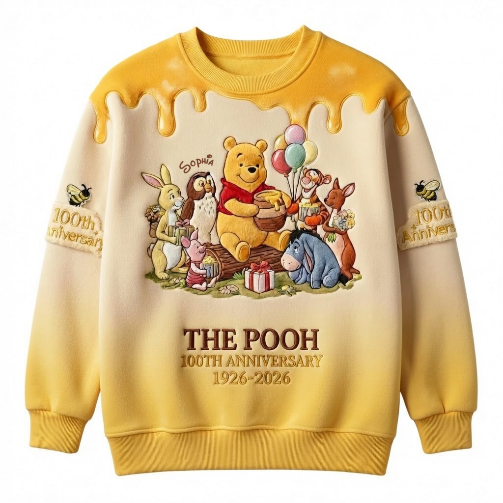 Personalized 100th Anniversary Pooh AOP Shirt Gift for Fans