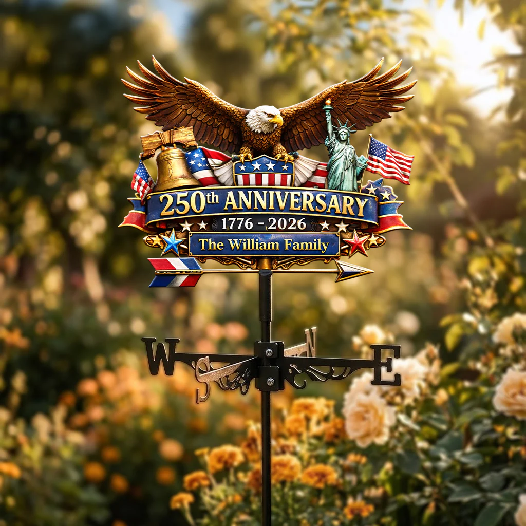 Personalized Eagle American Flag Weather Vane Gift for Patriotic Family