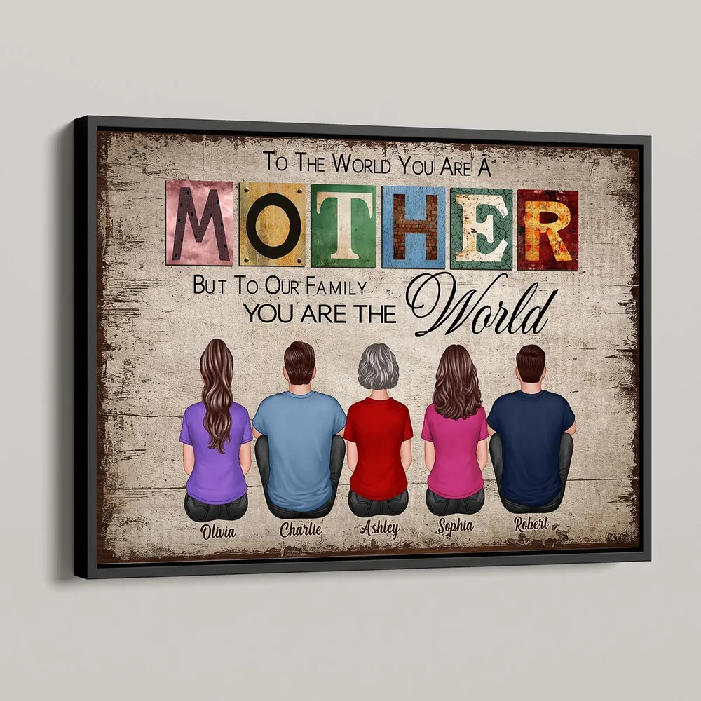 Personalized Family Names Wall Art Canvas Custom Gift for Mom