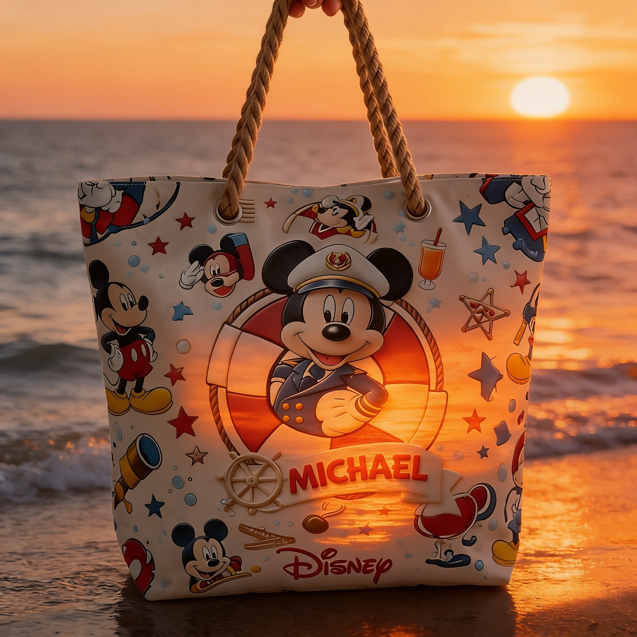 Personalized Disney Beach Bag Custom Name Gift for Movie Fans Beach Bag GradoCreations