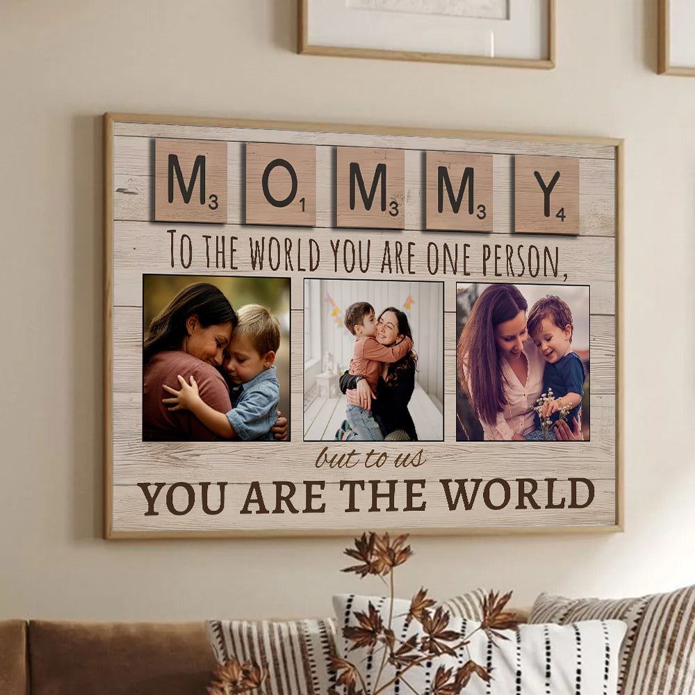 Personalized Canvas Photo Art Gift for Mom Grandma - Custom Message