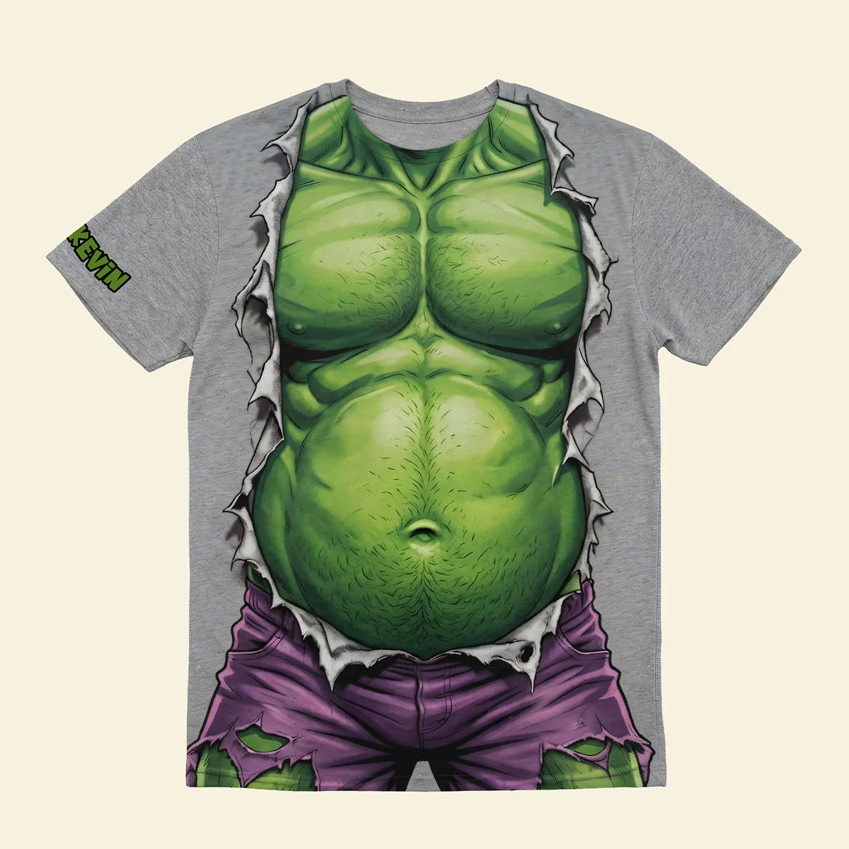 Funny Green Monster Personalized AOP T-Shirt Gift for Dad or Grandpa