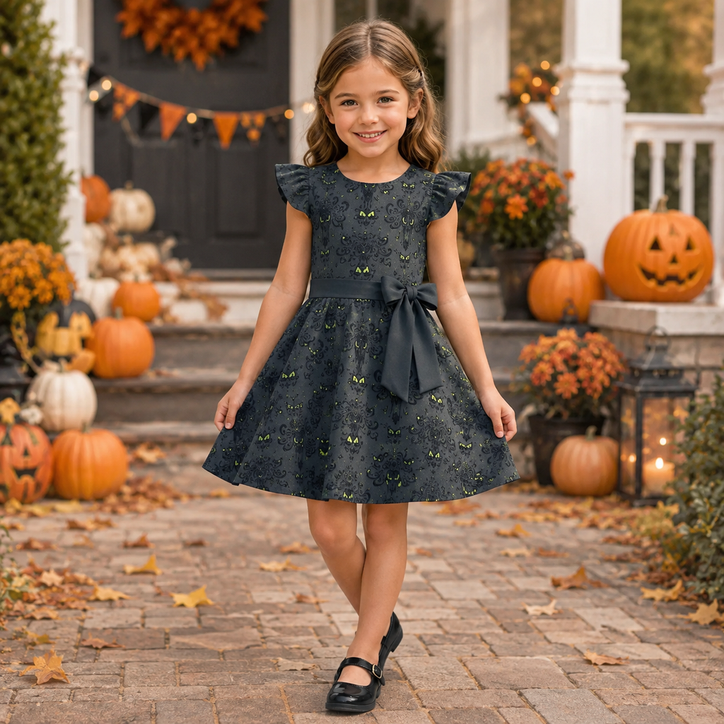 Personalized Gothic Haunted House Dress for Kids - Halloween Costume Kid Dress GradoCreations