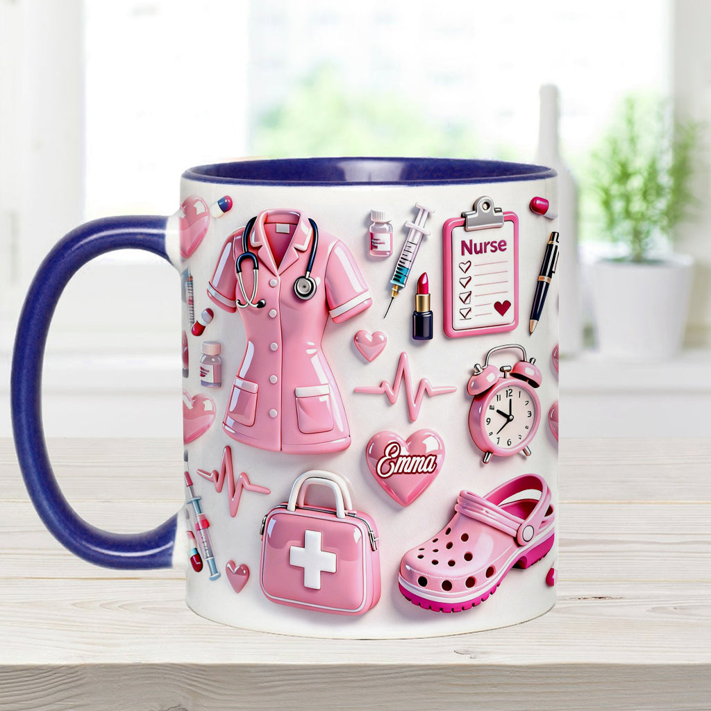 Personalized Nurse Life Mug with Cute Pink Design Gift for Nurse