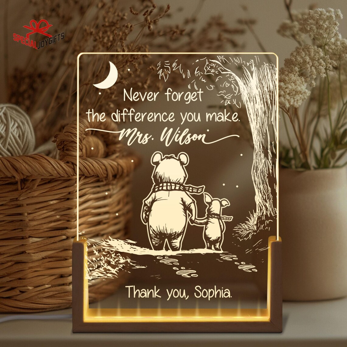 Personalized 3D LED Light for Teacher Gift - Thank You Teacher Decoration