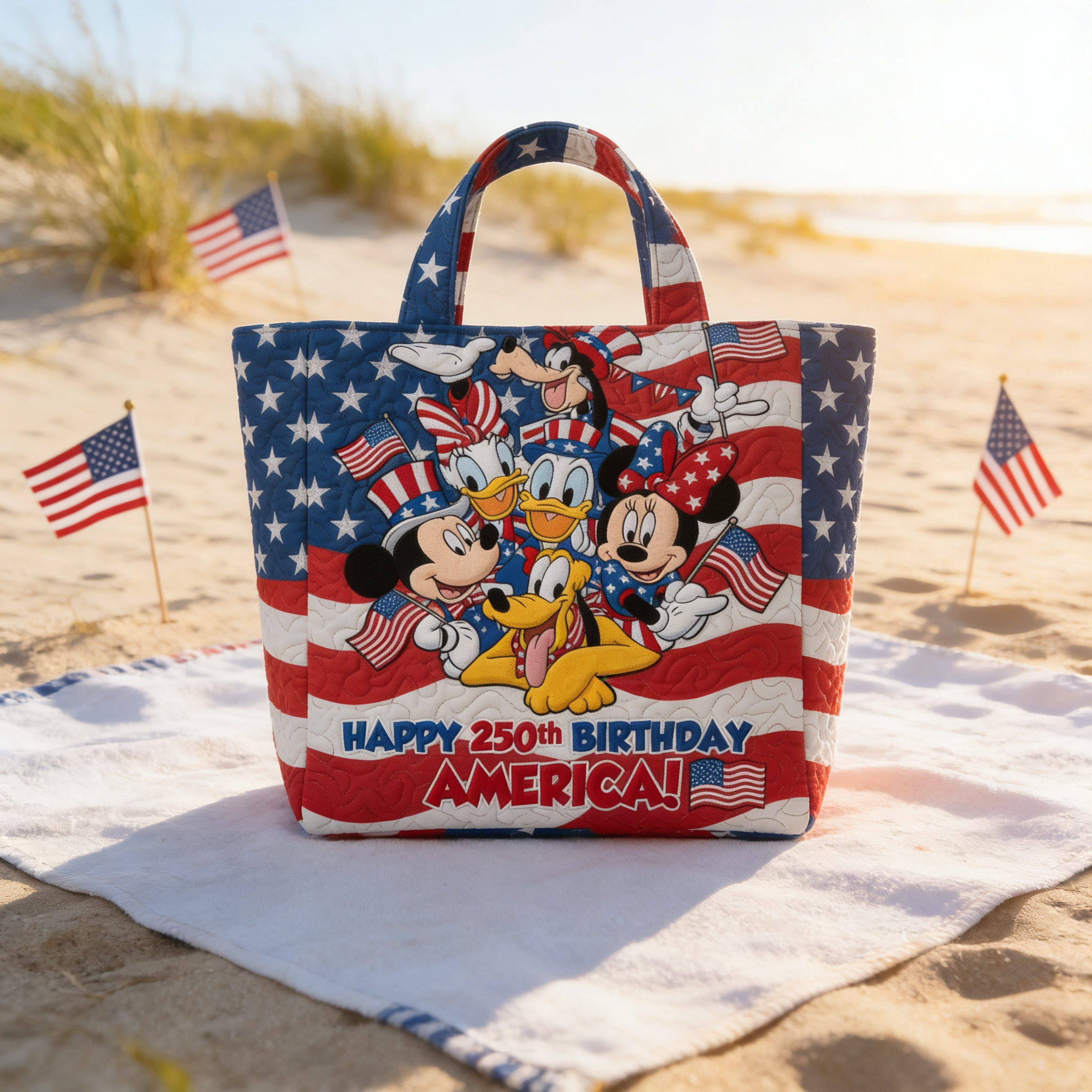 Personalized Quilted Tote Bag Happy 250th Birthday America Gift