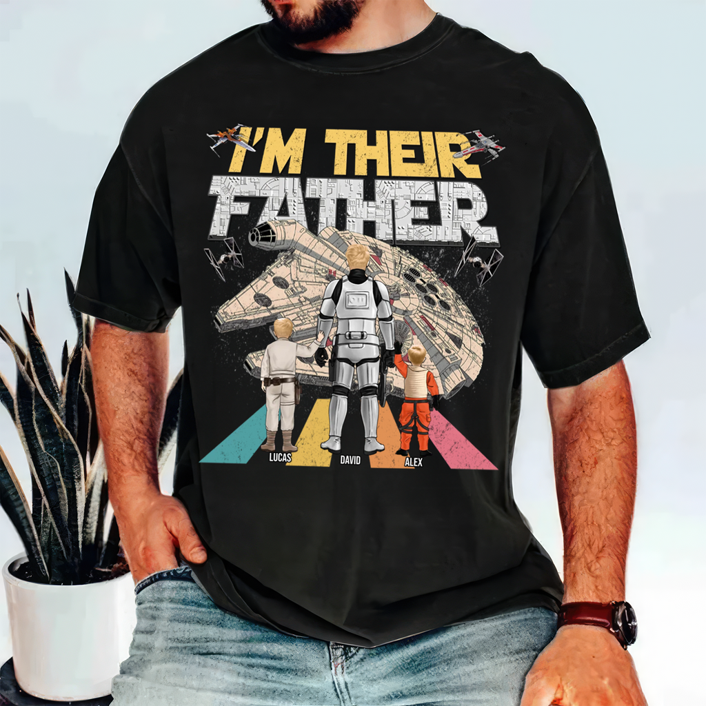 Personalized Cotton Shirt with Spaceship Design for Dad