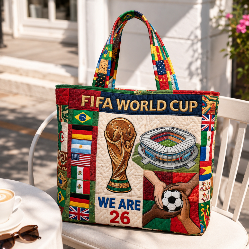 Quilted Tote Bag for World Cup 2026 Soccer Fans - Gift Idea