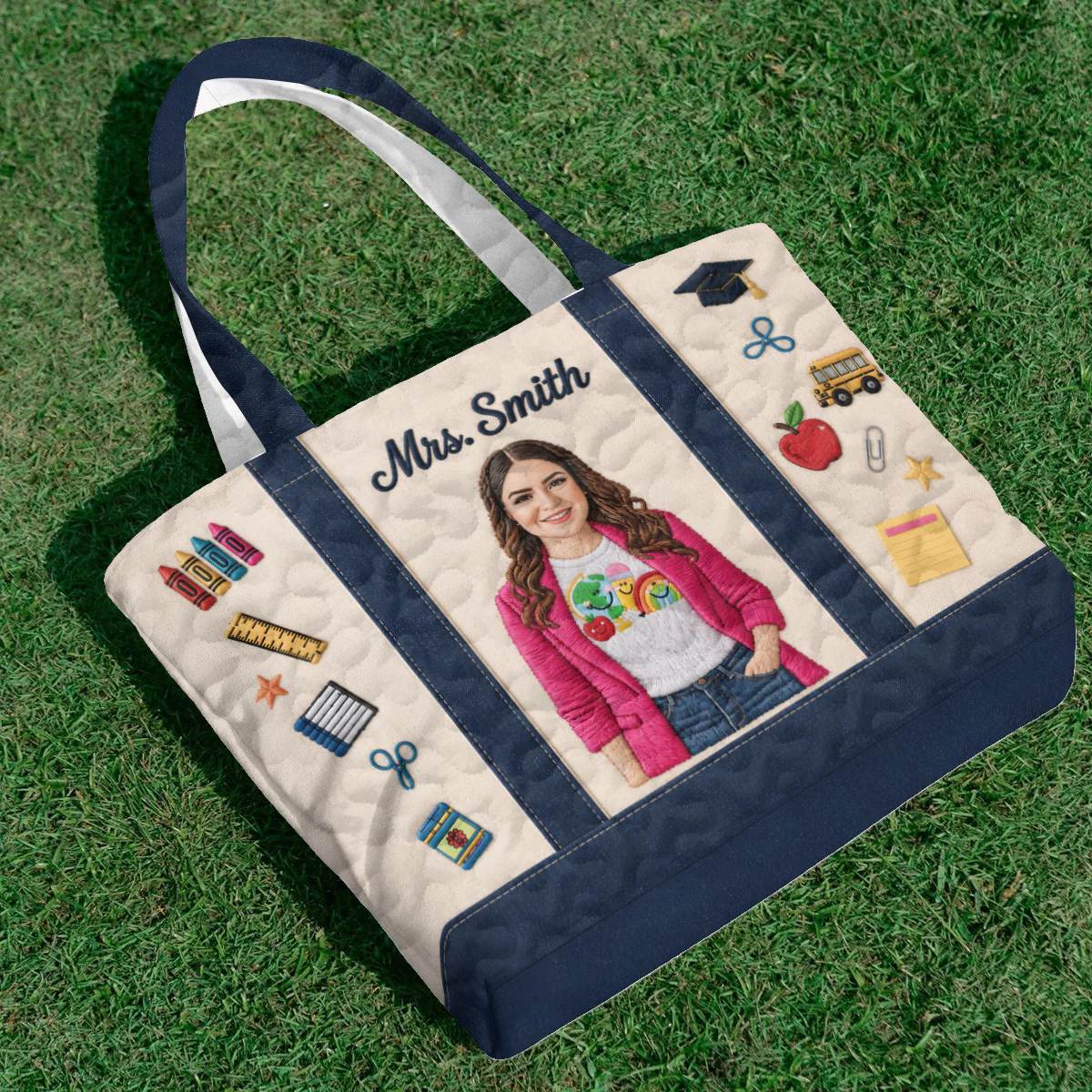 Personalized Embroidery Tote Bag Custom Photo Gift for Teacher