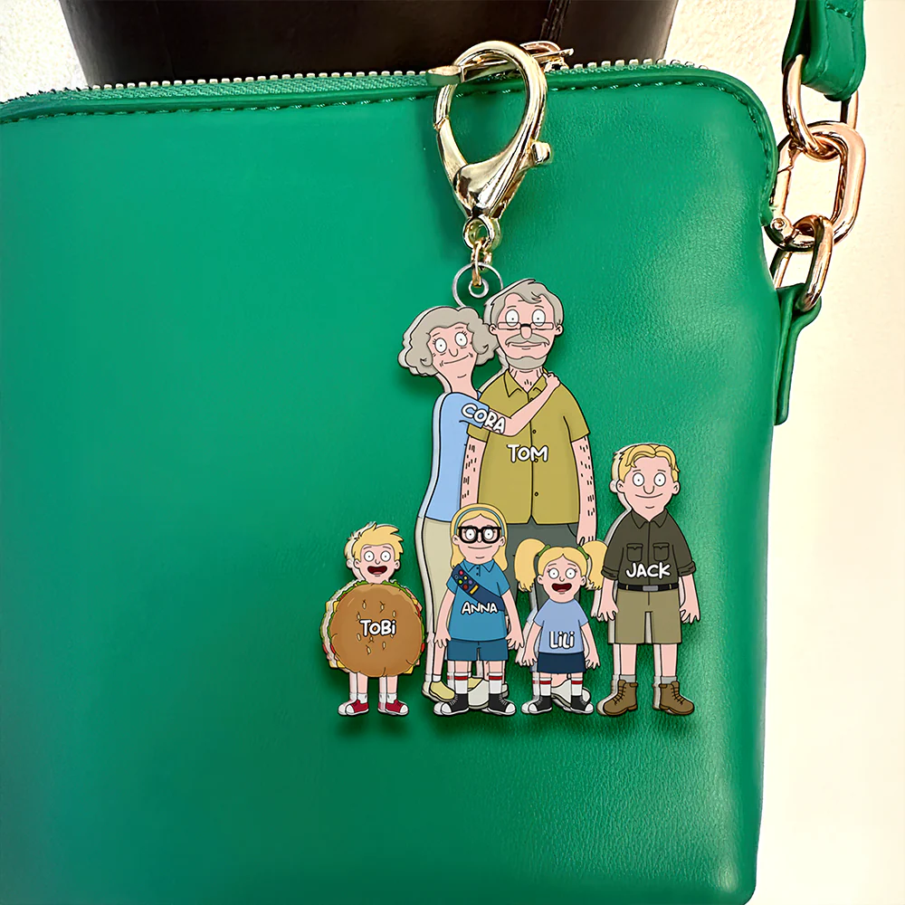 Personalized Funny Cartoon Family Keychain Gift for Couple