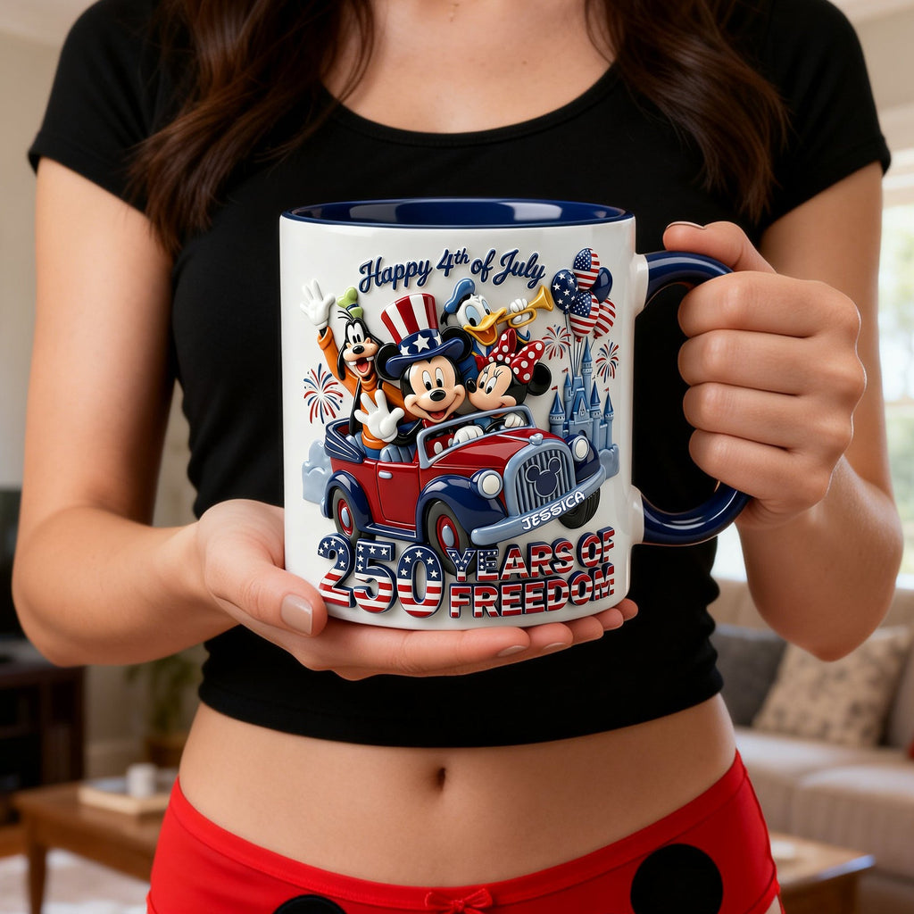 Personalized 4th of July Accent Mug Custom Name Gift for Patriots