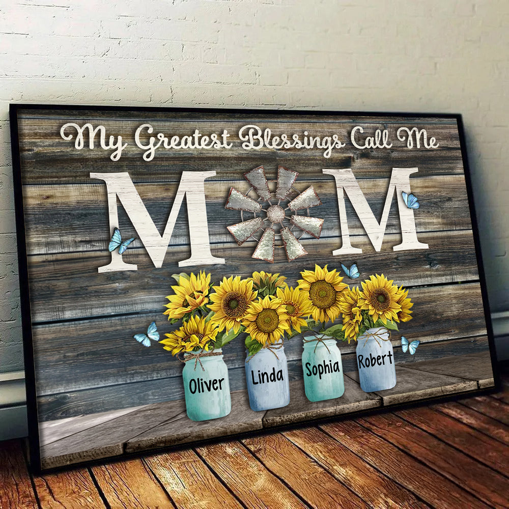 Personalized Canvas Print My Greatest Blessings Call Me Mom Gift for Mother's Day