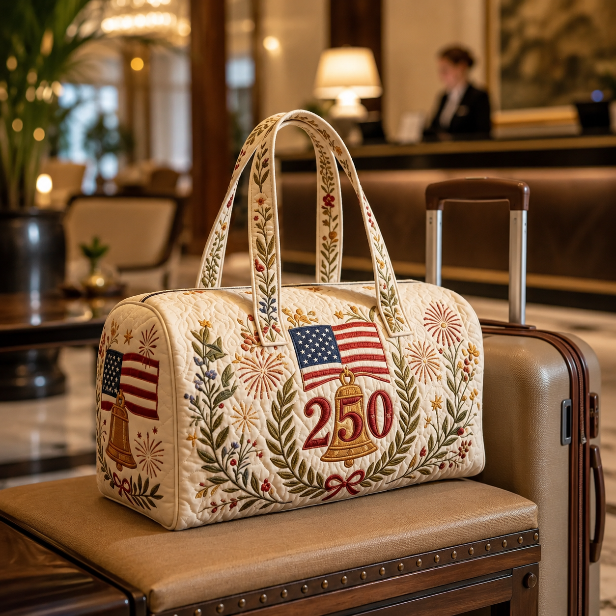 American Flag Quilted Duffle Bag Custom Gift for Patriots
