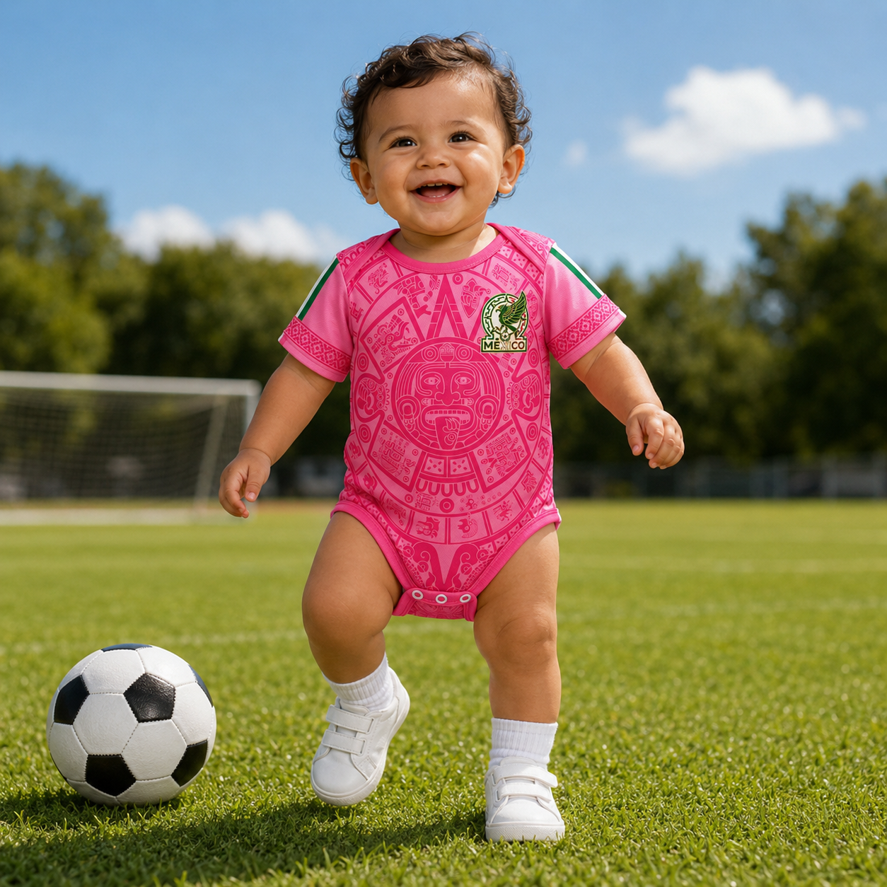 Personalized Pink Aztec Calendar Baby Bodysuit Gift for New Parents