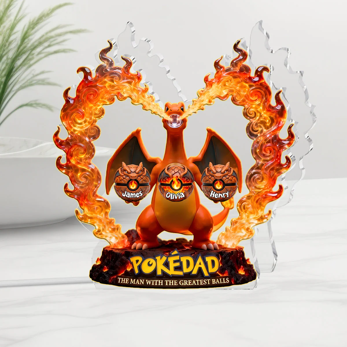 Personalized Acrylic Light Box Gift for Dad - Pokedad Design Acrylic Light Box GradoCreations