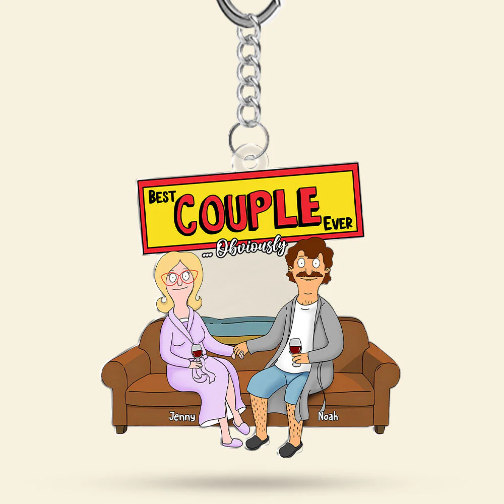 Personalized Funny Burger Couple Keychain Gift for Couples