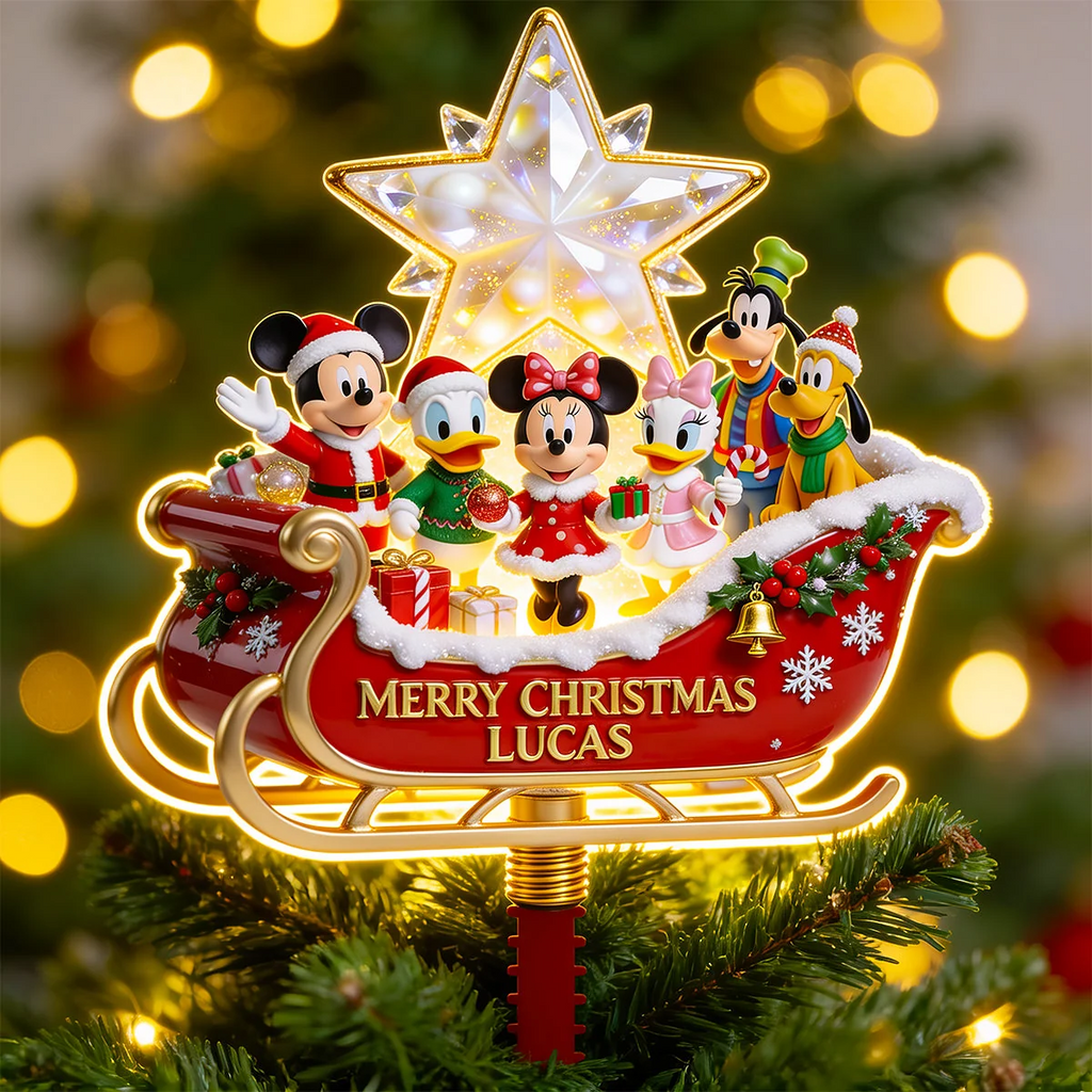 Personalized LED Light Tree Topper with Mickey Mouse for Christmas Gift LED Light Tree GradoCreations