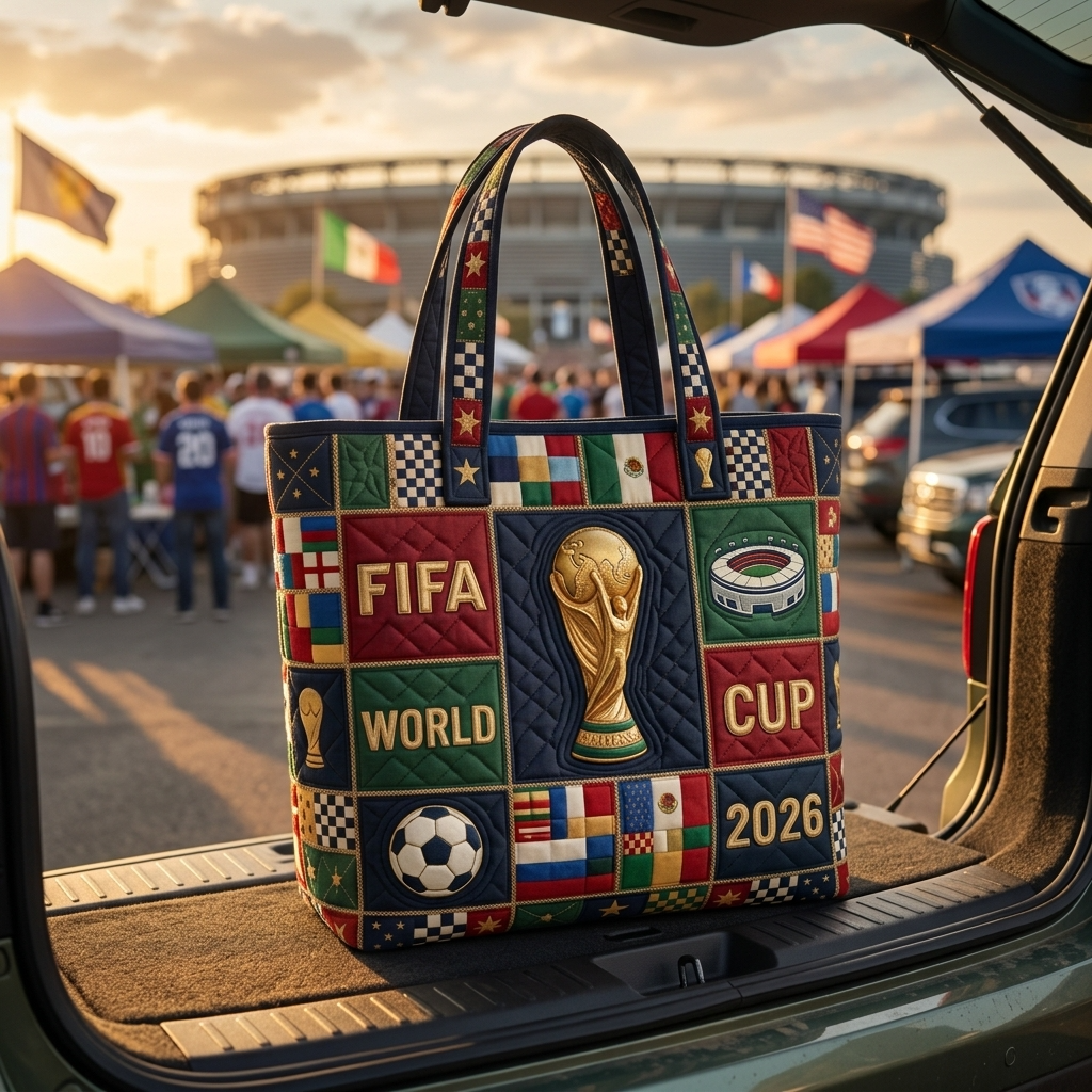 Quilted Tote Bag FIFA World Cup 2026 Gift for Soccer Fans