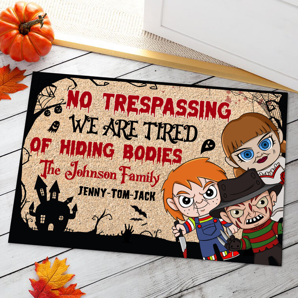 Personalized No Trespassing Doormat Custom Family Name Halloween Gift