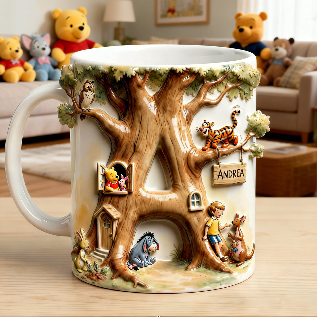 Personalized Cartoon Tree Mug with Custom Names Gift for Kids