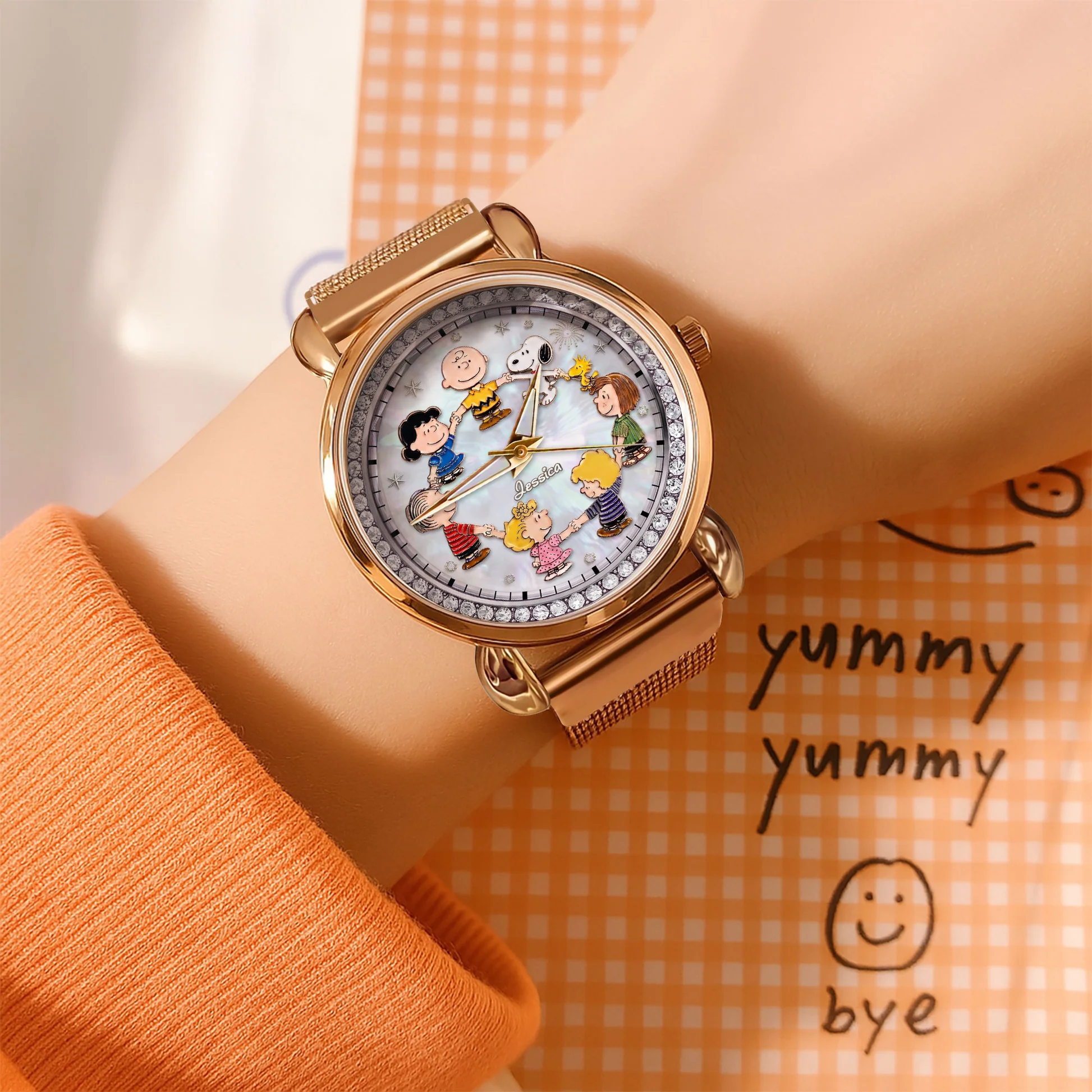 Personalized Cartoon Friends Women Hand Watch Custom Name Gift for Her Women Hand Watch GradoCreations