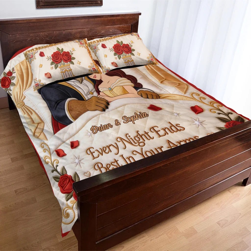Personalized Quilted Bedding Set Custom Name Gift for Couple Quilted Bedding Set GradoCreations