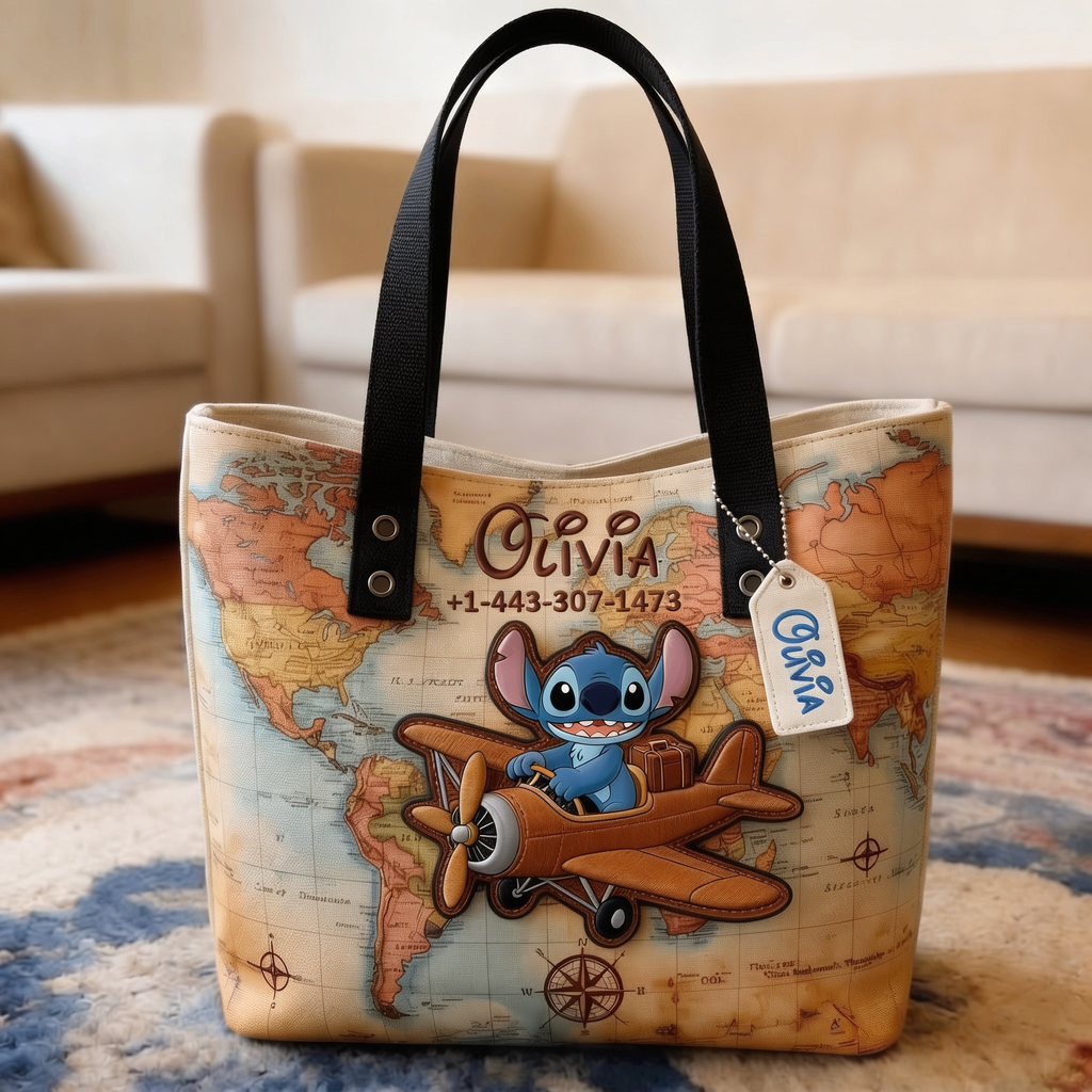 Personalized Winnie the Pooh Travel Tote Bag with Name - Gift for Movie Fans