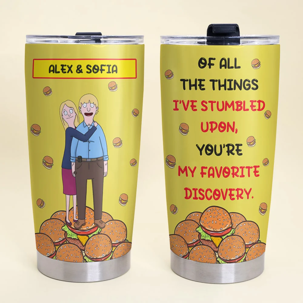 Personalized Burger Couple Tumbler Custom Name Gift for Couple Anniversary