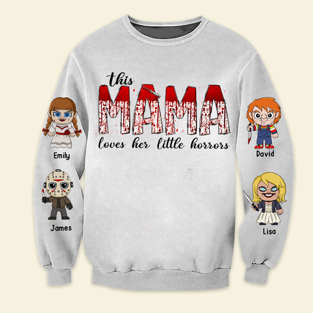 Personalized Mama and Kids Name Sweatshirt Halloween Gift for Mom