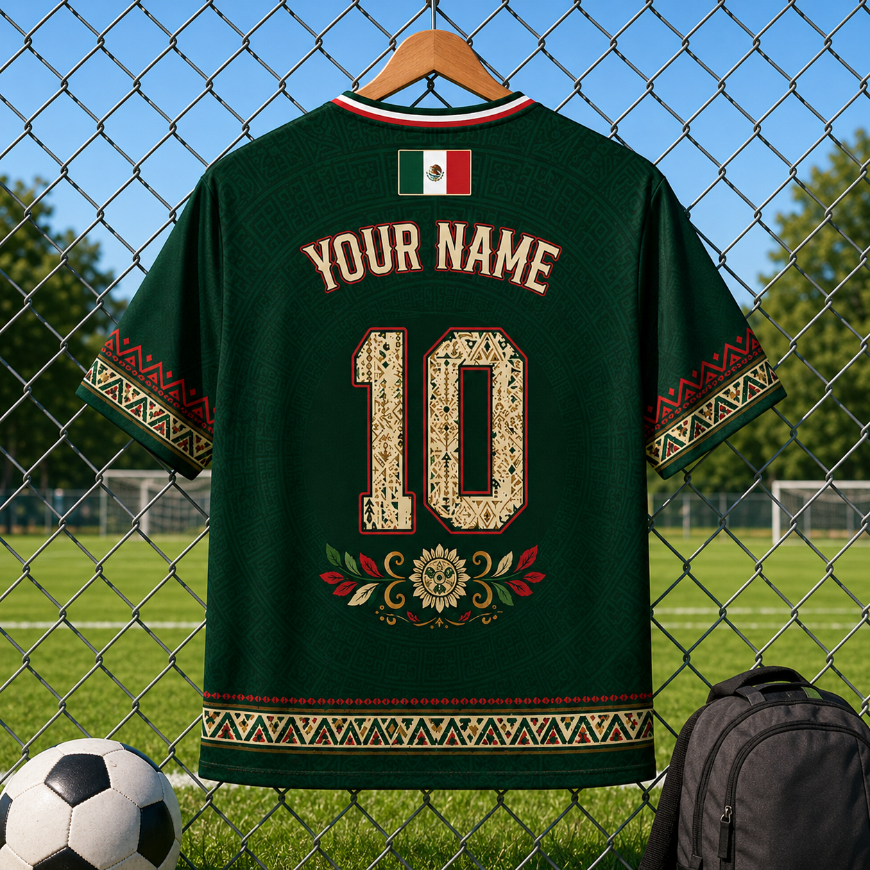 Personalized Mexico Aztec Eagle Soccer Jersey Gift for Football Lovers