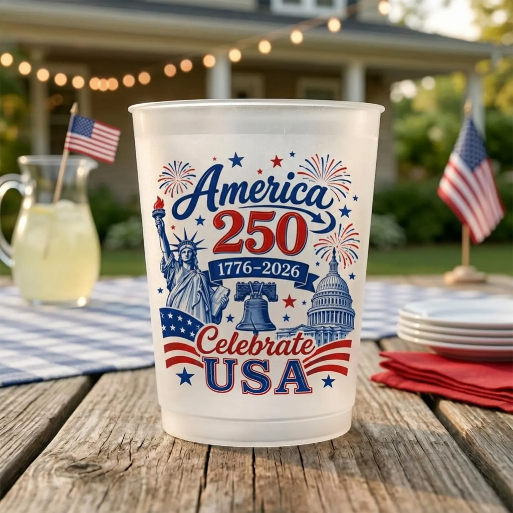 Frosted Patriot Cups Celebrate America's 250th Anniversary Gift for Family