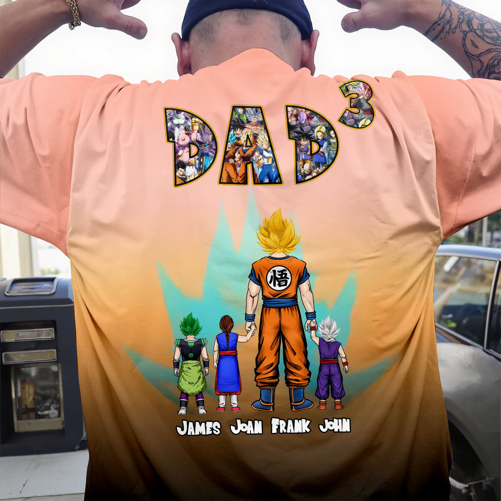 Personalized 3D Super Saiyan Dad T-Shirt for Father's Day Gift
