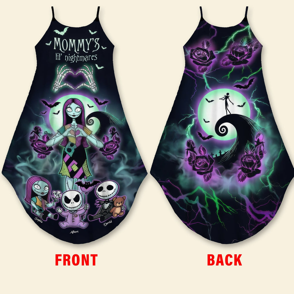 Personalized Spooky Maxi Dress for Mom with Custom Names | Gift for Movie Fans