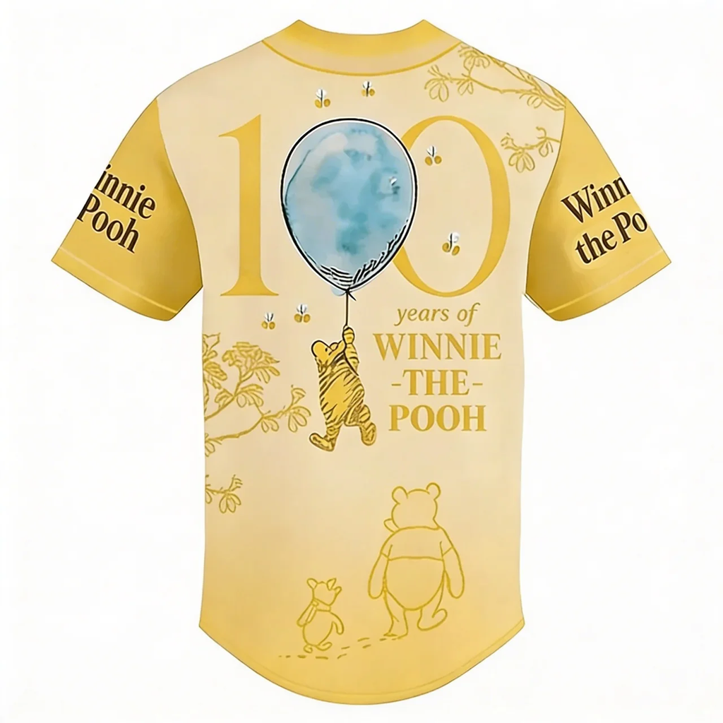 Personalized Winnie the Pooh 100th Anniversary Baseball Jersey Gift for Movie Fans