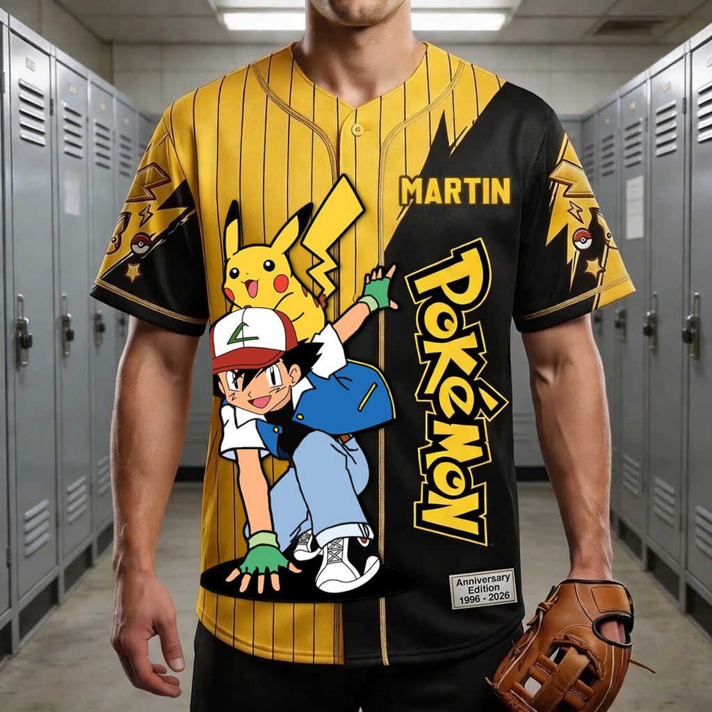 Personalized Pokémon Baseball Jersey for Kids & Adults - Unique Anniversary Gift