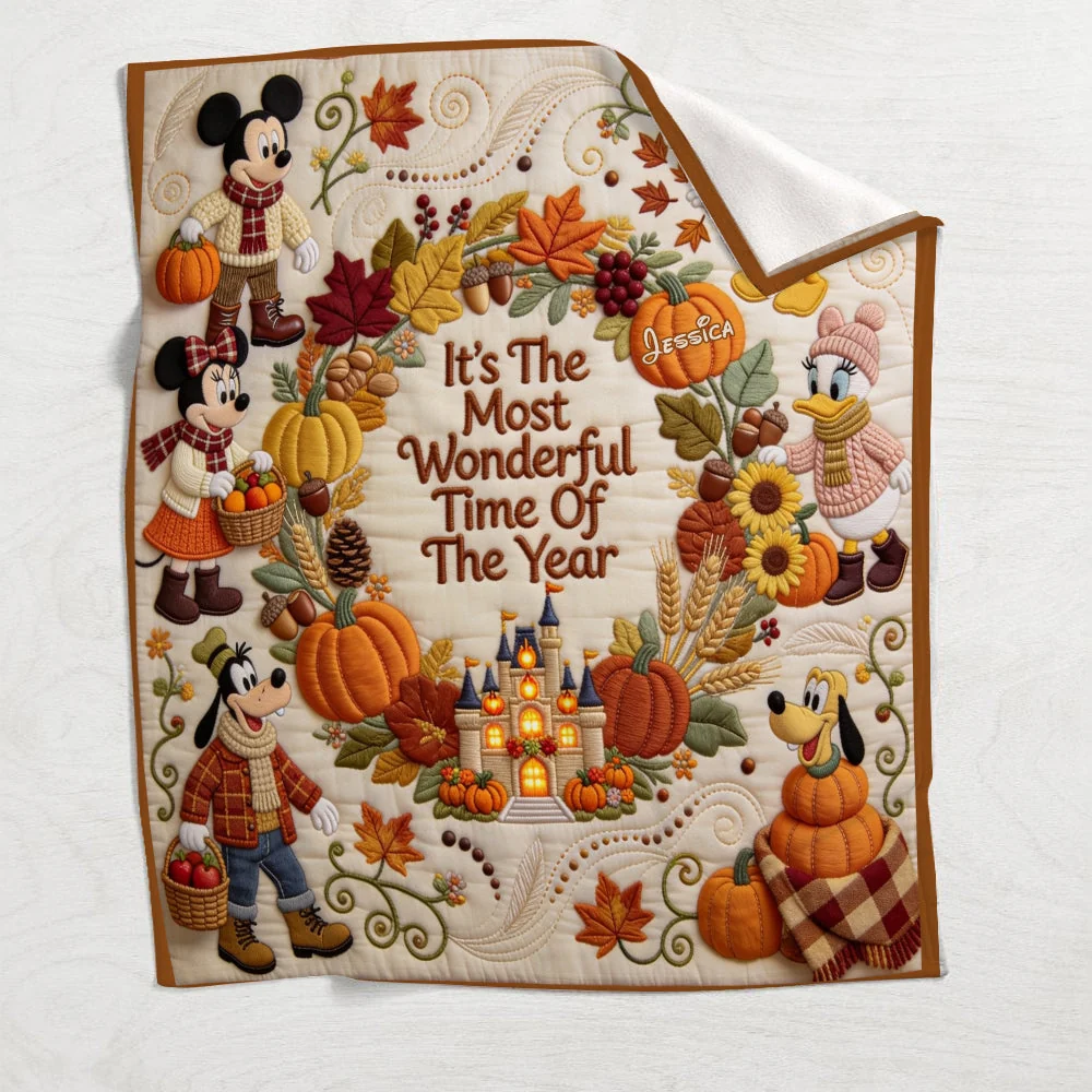 Personalized Fall Themed Blanket with Disney Characters Gift Blanket GradoCreations