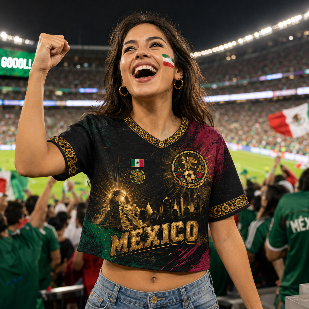 Personalized Mexico Soccer Jersey Crop Tee Custom Name Gift for Football Lovers
