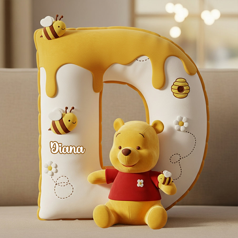 Personalized Honey Bear Alphabet Pillow Custom Name Gift for Kids