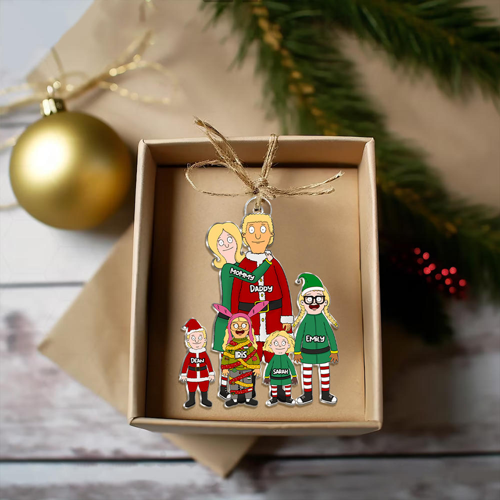 Funny Personalized Burger Family Acrylic Ornament Gift