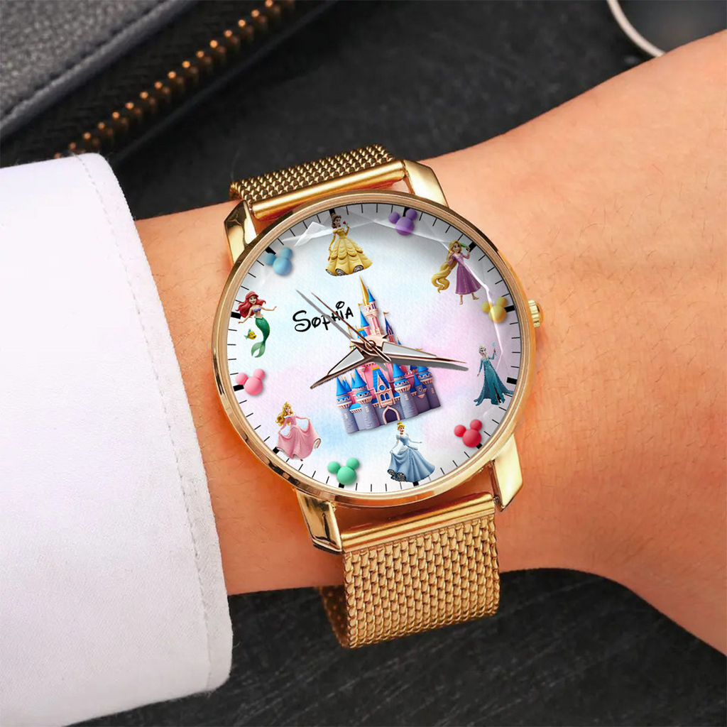Personalized Princess Women's Hand Watch Custom Name Gift for Kids