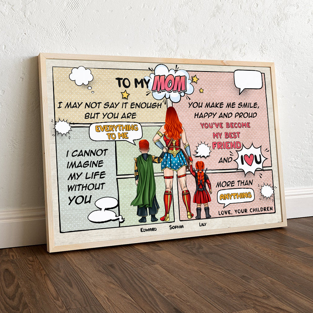 Personalized Super Hero Mom Canvas Poster Gift for Mother's Day