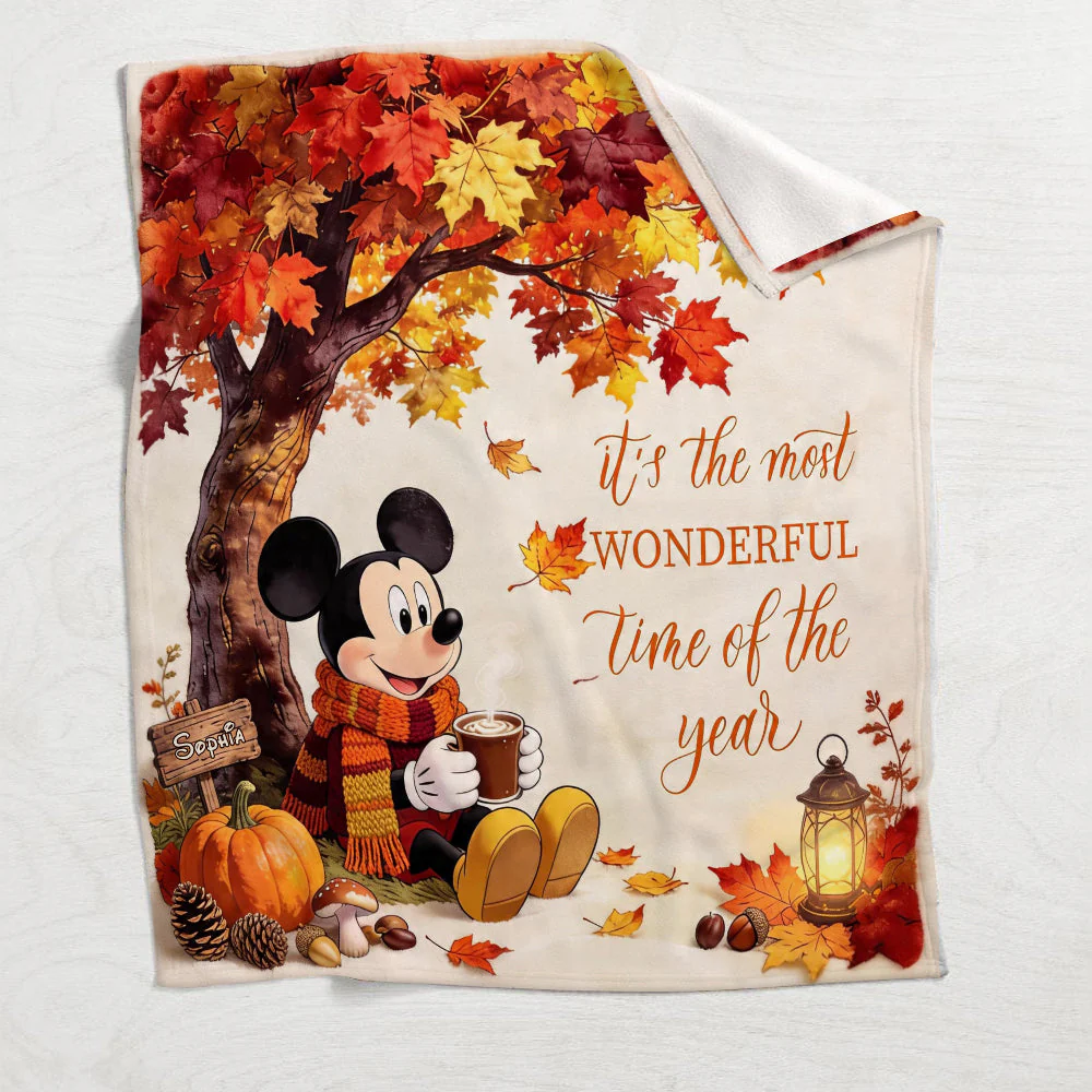 Personalized Fall Themed Blanket Custom Name Cozy Gift Blanket GradoCreations