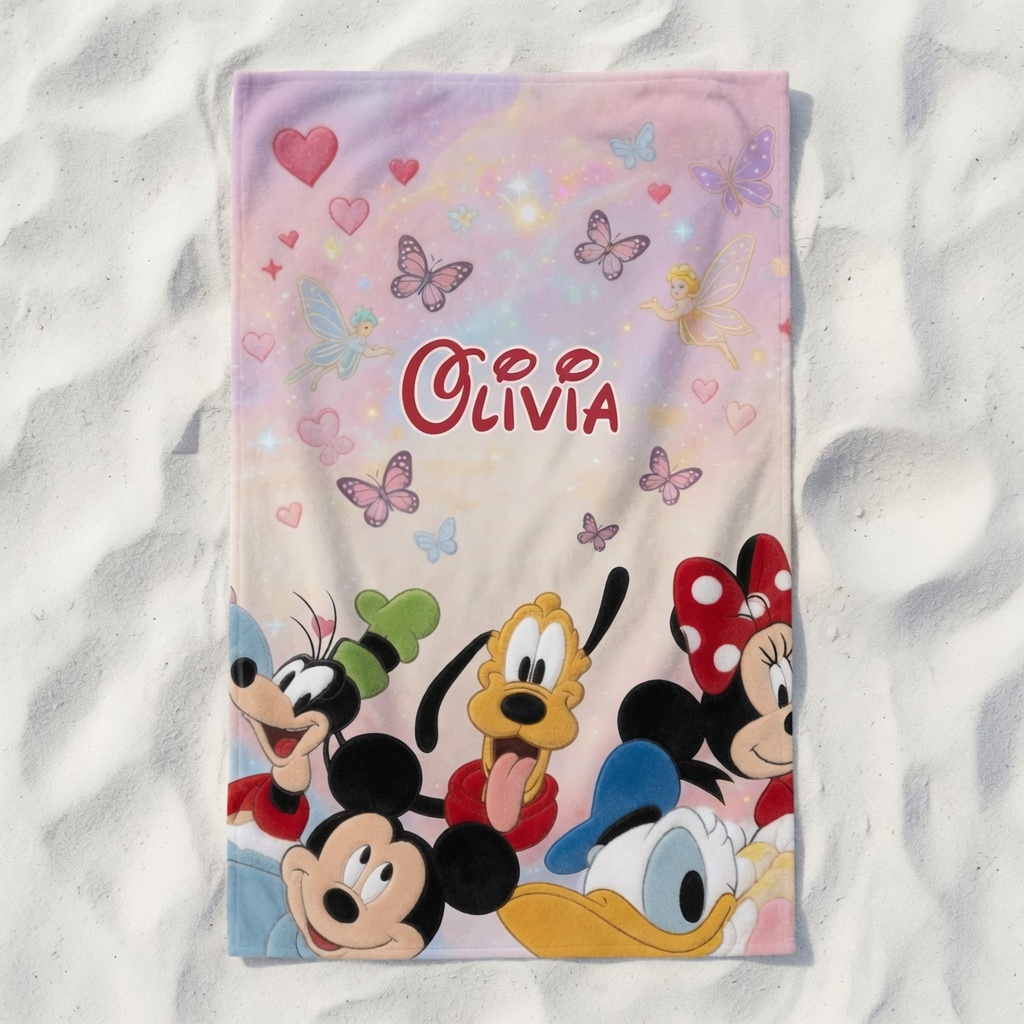 Personalized Disney Beach Towel with Friends for Kids | Summer Gift Beach Towel GradoCreations