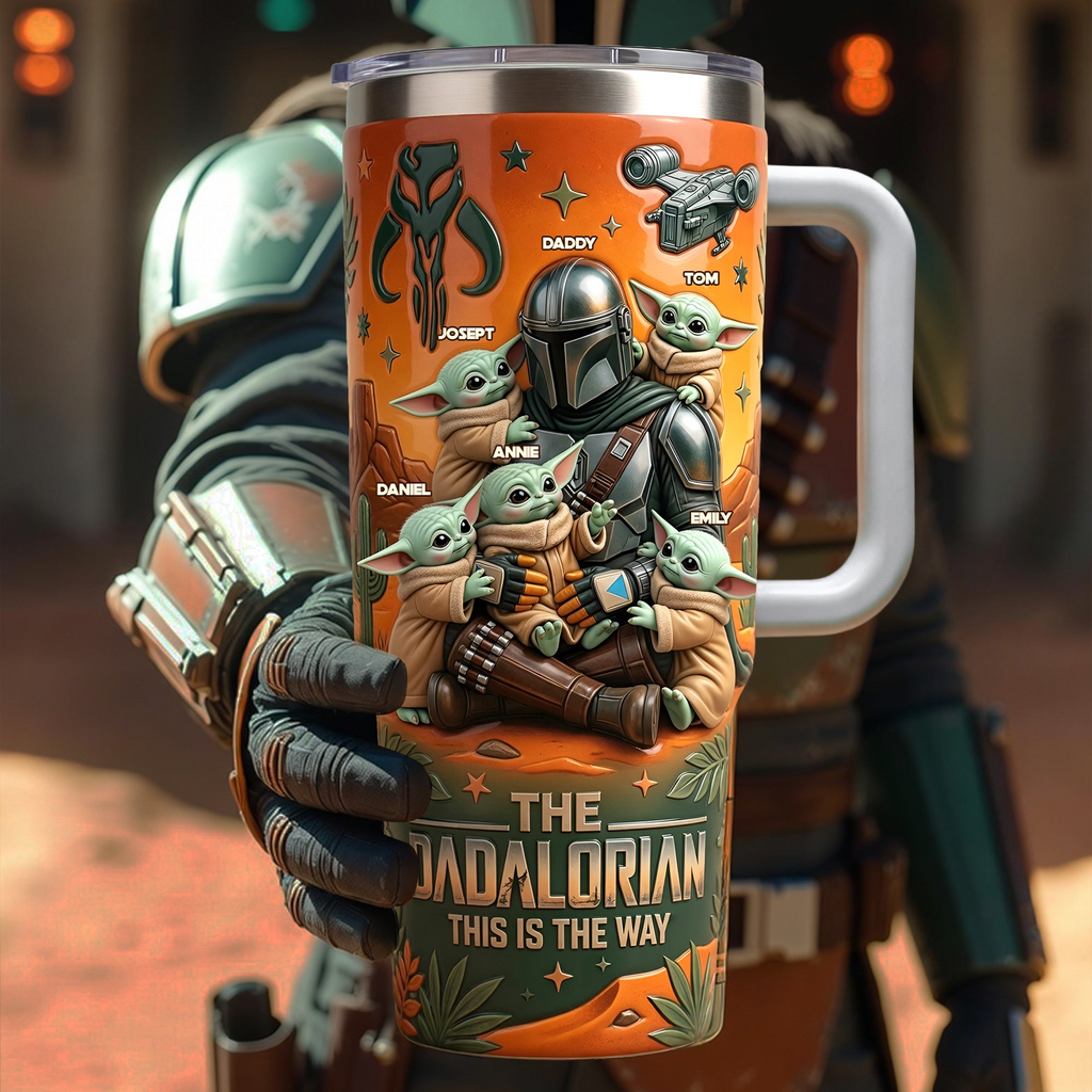 Personalized Dadalorian Tumbler with Handle Gift for Dad